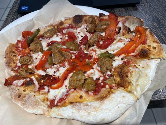 Sausage and peppers pizza