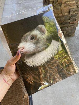 Canvas print of a ferret in a renaissance outfit.