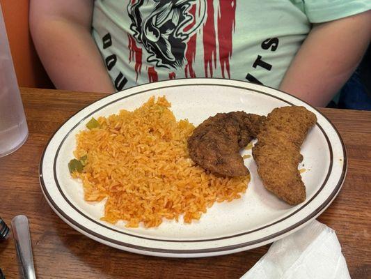 Chicken tenders and rice