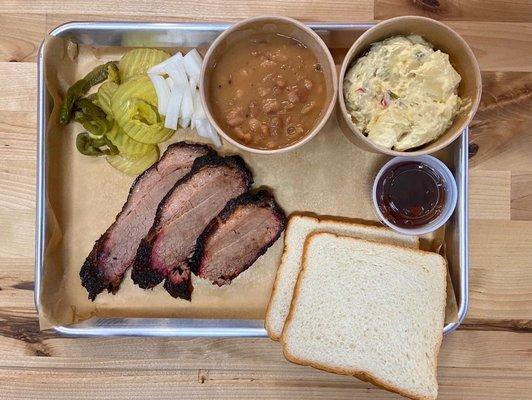 Brisket Plate with Beans & Potato Salad