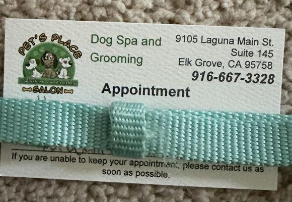 Business card/appointment reminder card