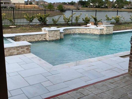 Travertine decking on this beautiful view