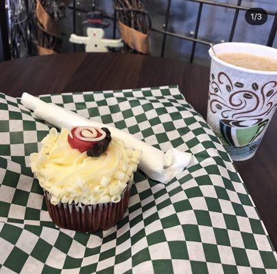 Red velvet cupcake and coffee