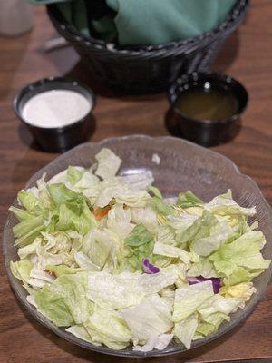 Salad with Ranch and Italian Dressing (I'd give the Italian Dressing a 1)