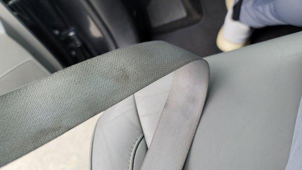 Dirty finger marks on seatbelt