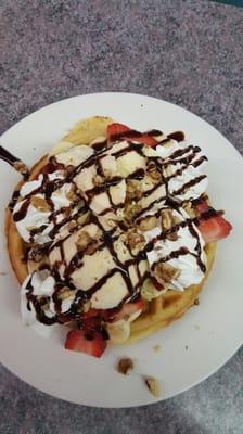 Banana split waffle special