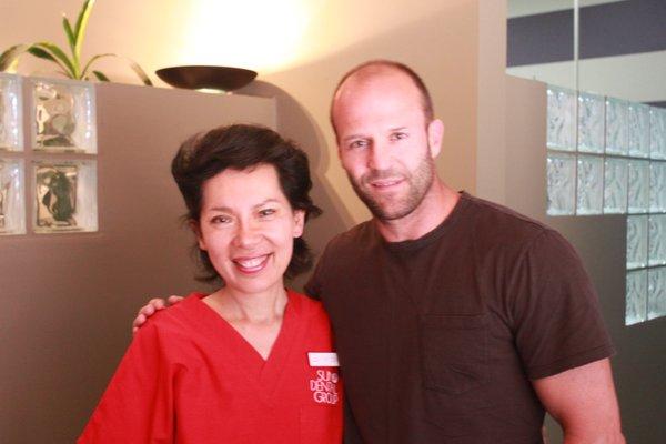 Jason Statham with his tooth fairy Dr. Sun