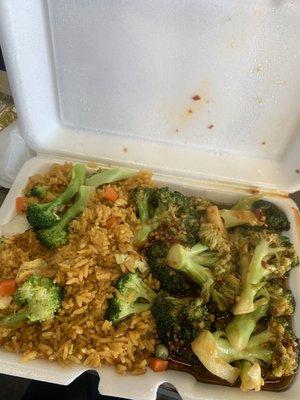 59. Broccoli in Garlic Sauce & 22. Vegetable Fried Rice