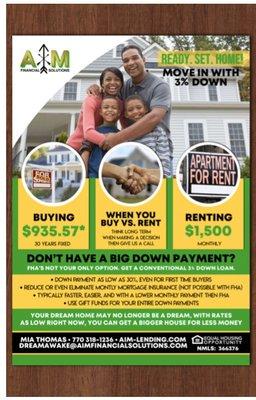 Move into your home with as little as 3% down payment!!