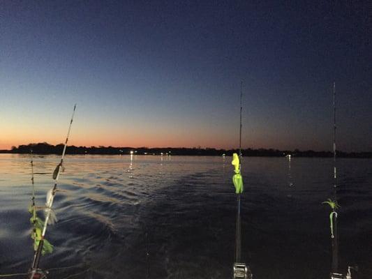 Sunrise on the Chesapeake. Fishing for some rockfish aka striped bass.