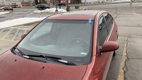 Our daughter's 2009 Hyundai Elantra with a new windshield from Riverton Prime Auto Glass