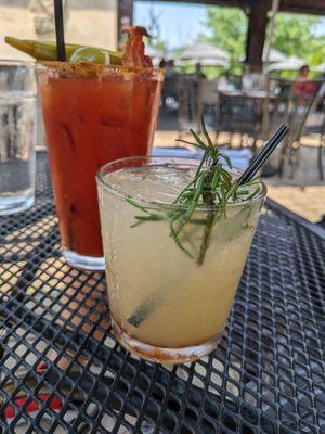 A specialty Bloody Mary and a Fig Fizz.