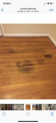 Stained and dirty floor from when I moved in