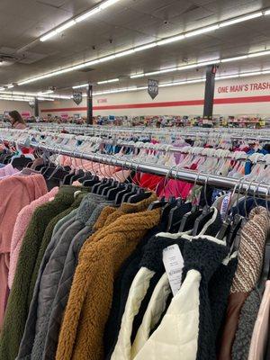 Inside the store. Clothing area