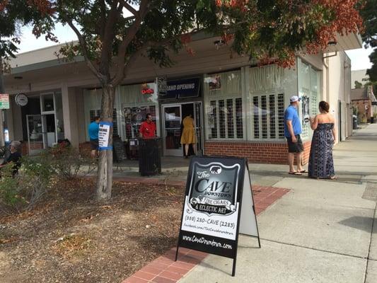 Storefront vinyl, inside signs and sidewalk A frame.