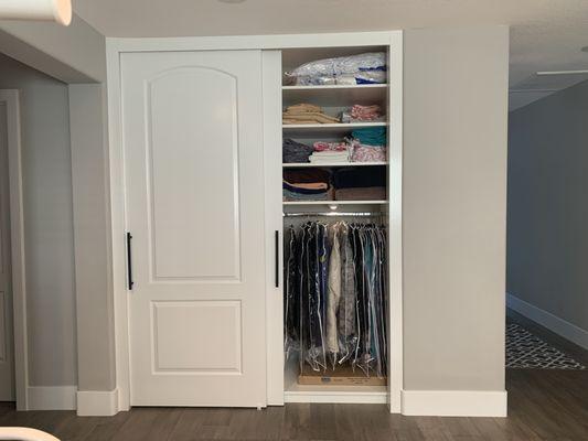 Created closet and ordered closet doors and Emtek handles