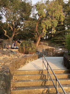 Stairs to upper tables and playground