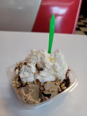 Coffee Chocolate chip ice cream sundae