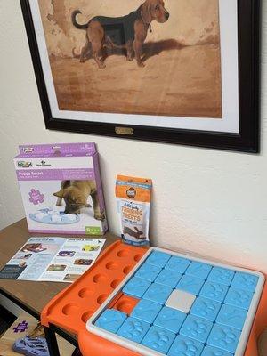 Mental enrichment food puzzles from the Outward Hound - Nina Ottoson collection.