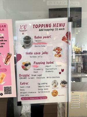 Topping menu