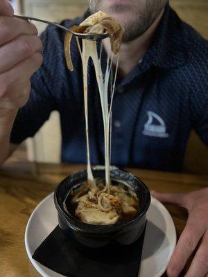 French Onion Soup - look at that cheese pull!