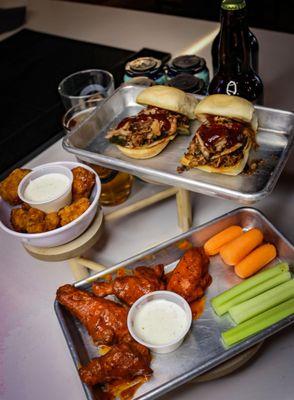 Happy hour wings and Sliders