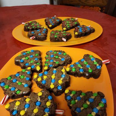 Christmas tree Fudge Brownies w/ m&ms