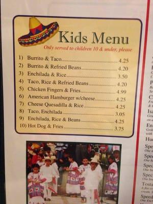 Kids Menu