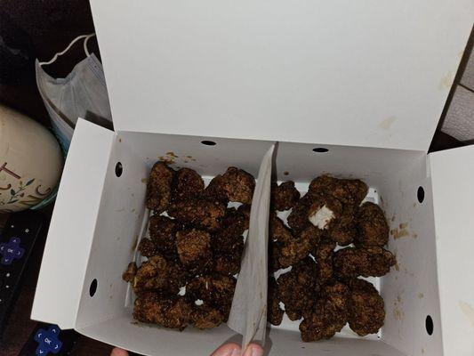 Overcooked boneless "wings" the size of McDonald's nuggets