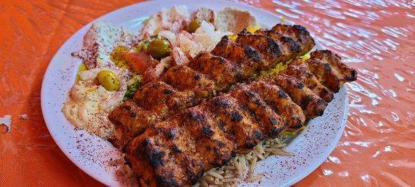 Chicken kofta kebab with rice