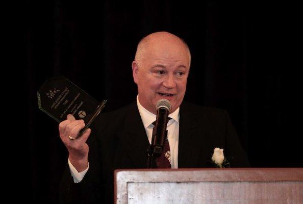 Accepting Tigard 2017 Chamber Volunteer of the Year Award at annual Shining Stars Banquet