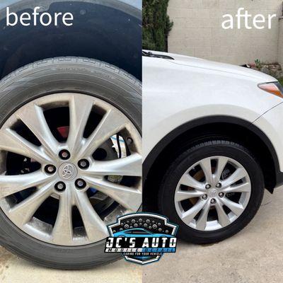 Before and after wheel cleaning