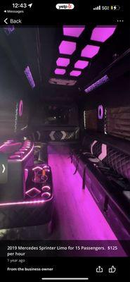 Mercedes Sprinter Limo $125 Per Hour