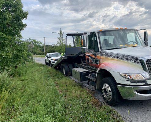 Towing in process.