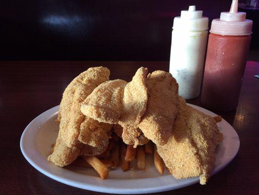 Six piece catfish platter. $10.