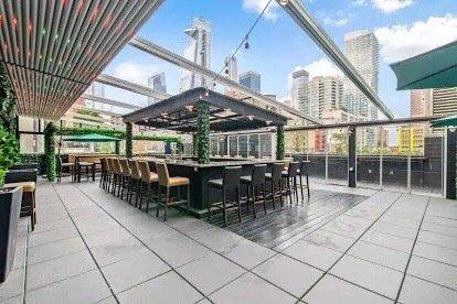 The rooftop dining area