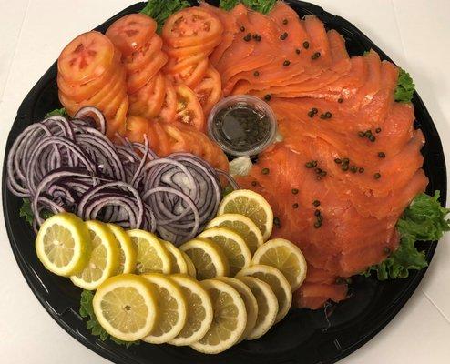 lox platter , cream cheese & bagels