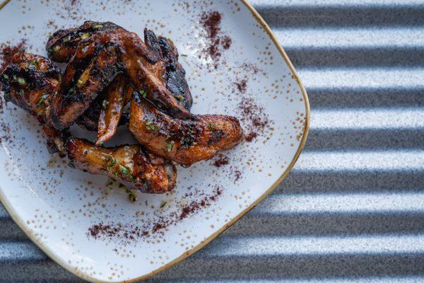 Chili-Rubbed Chicken Wings Char-Grilled, Jalapeno Cilantro Glaze