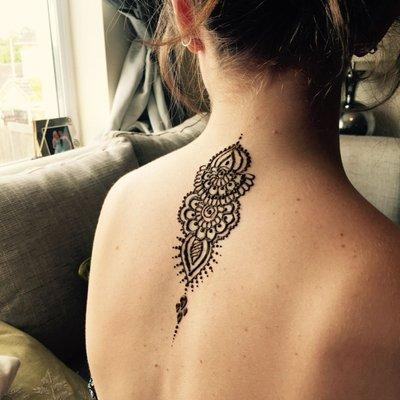 Trendy Henna Tattoo On neck Back | Atlanta