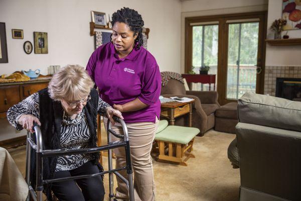 Standby assistance and mobility support from a HomeInstead aide can help reduce the risk of falls.