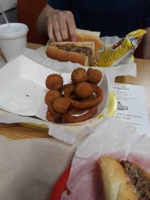 Onion rings and butter fried mushrooms, Yummy