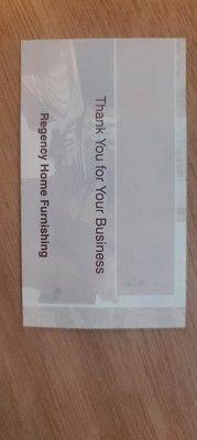 One of the Business Cards located on the front desk for a Regency employee. Only pictured to prove the General managers on site were perptua