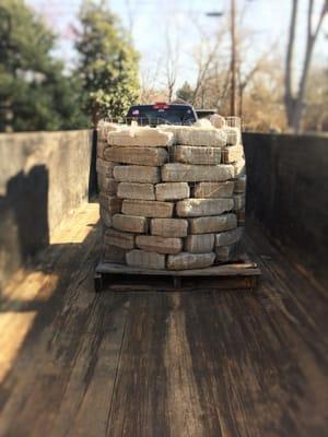 Getting materials and doing some prep for a fire pit and stone sitting wall we are about to do, this stone will give a great ...