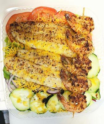 Grilled Tilapia and Shrimp Salad