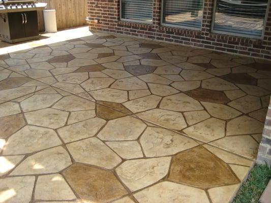 Decorative flagstone stamped patterned concrete on the north side of the Houston, Texas area.