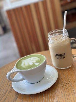 Matcha Latte + Vanilla Latte