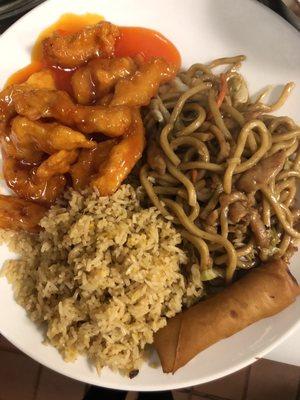 Lemon chicken with chow mein