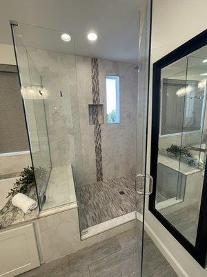 Shower tile glass door bathtub