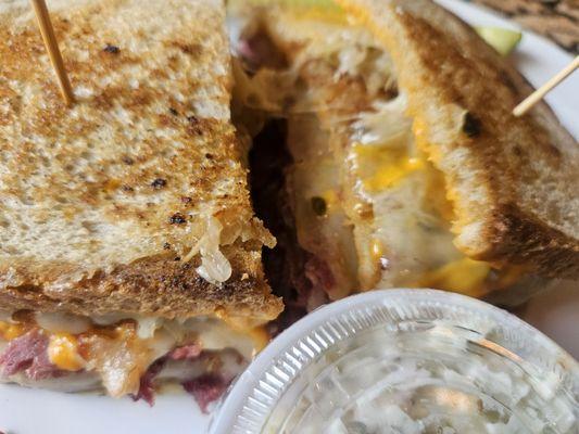 Corn Beef Reuben with potato salad