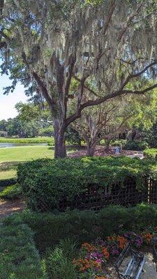 View from the clubhouse proch onto 18, an amazing finishing hole.